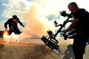 Simon Wood in action filming a live sequence for a very popular TV show. Leading UK AR Revolution owner operator, Simon Wood, in action